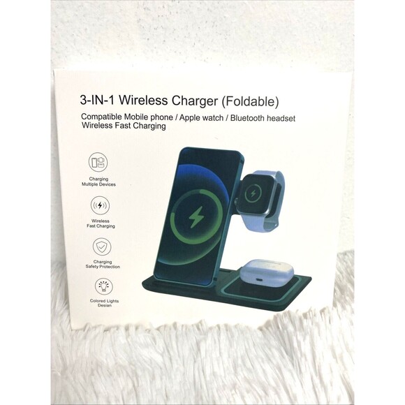 3-in-1 Wireless Charger Compatible Mobile phone Apple iWatch Bluetooth - Picture 1 of 7